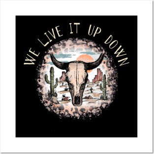 We Live It Up Down Skull Lyrics Western Posters and Art